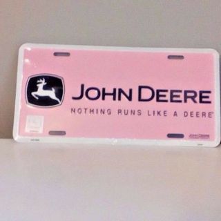 John Deere Pink Metal License Plate - Licensed Product