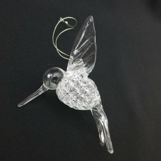 Hand Blown Lampwork Art Glass Hummingbird Christmas Ornament Spun Glass Body