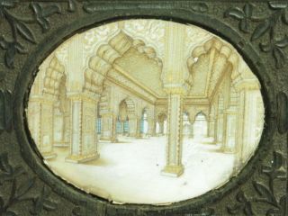 19thc Indian Miniature Painting " Taj Mahal " In Ebony Frame " Grand Tour Mughal "