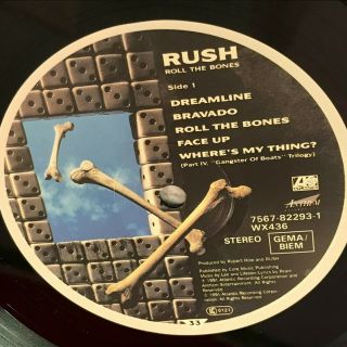 RUSH Roll The Bones 1991 UK Vinyl LP,  INNER WX436 3
