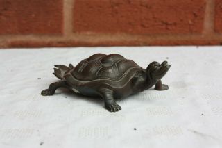 19th Century Chinese/Japanese Silver Inlaid Bronze Tortoise 6