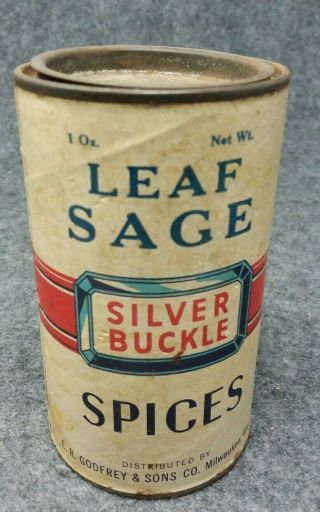 Silver Buckle 1 Oz.  Leaf Sage Spice Tin E.  R.  Godfrey & Son 