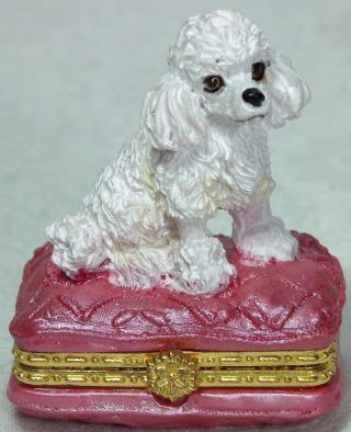 Poodle Trinket Jewel Box Sitting On A Pink Cushion 5cm (2 ") Box 8167