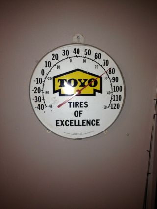 Vintage Toyo Tires Of Excellence Advertising Thermometer Jumbo Dial Company Ohio