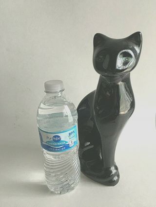 Vintage Porcelain Ceramic Black Cat Kitten Figurine Green Eyes 11 