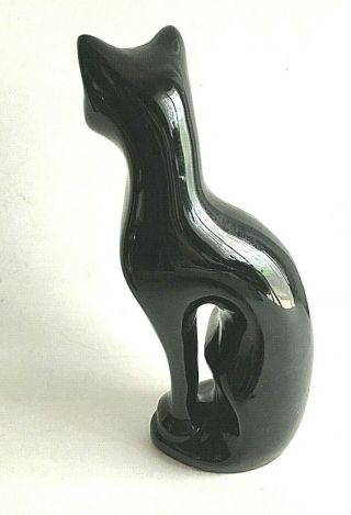 Vintage Porcelain Ceramic Black Cat Kitten Figurine Green Eyes 11 
