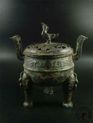 Very Large Old Chinese Tripod Bronze Made Vase Pot Incenser Statue Collectibles
