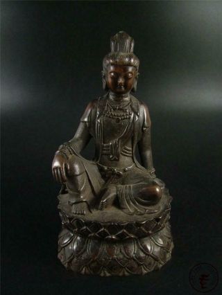 Large Old Chinese Tibet Bronze Made Tibetan Kwanyin Statue Blessing