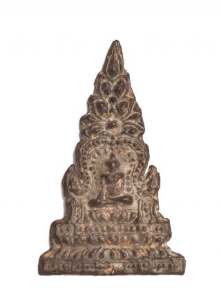 Antique Thai Style Bronze Seated Buddha Temple Panel Statue - 6cm/2 "