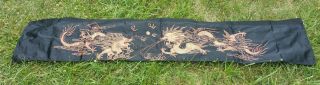 Antique Chinese Qing Dynasty Embroidered Silk Dragon Panel Textile 20th Century