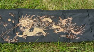 Antique Chinese Qing Dynasty Embroidered Silk Dragon Panel Textile 20th Century 3