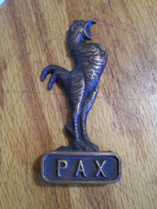 Antique Vintage Bronze Figural Rooster Advertising Premium Pax Soap Art Deco