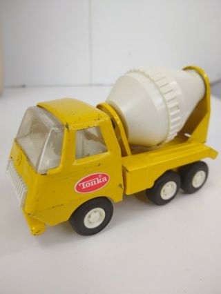 Vintage 1970s Tonka Pressed Steel Cement Mixer Yellow & White Toy Truck 5 " Euc