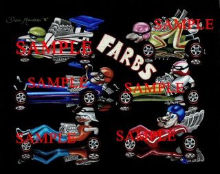 Mattel Hot Wheels Redlines Farbs All 6 Cars Art Print Direct From Artist