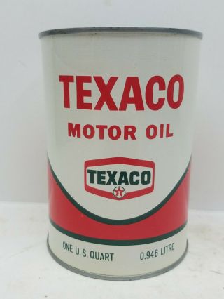 Vintage Texaco Motor Oil Can 1 Quart Full Automobilia Advertising Sae 10whd Rare