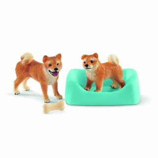 Schleich 42479 Shiba Inu Mother And Puppy Dog Toy Set Model 2019 - Nip