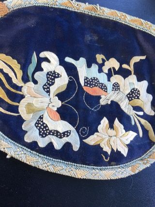 Antique Vintage Purse Chinese Embroidered on Silk Delicate Butterflies Floral 4