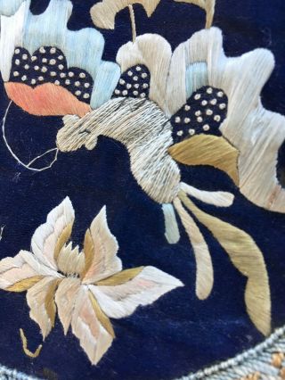 Antique Vintage Purse Chinese Embroidered on Silk Delicate Butterflies Floral 8
