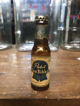 Vintage Pabst Blue Ribbon Miniture Beer Bottle Not Budweiser Coors Blatz Jax