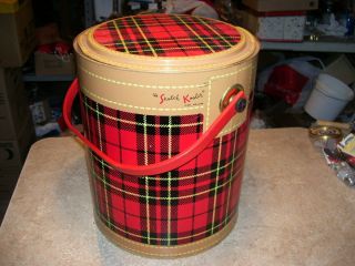 Vintage Red Plaid Hamilton Skotch Kooler Picnic Beverage Pop Cooler 1950 