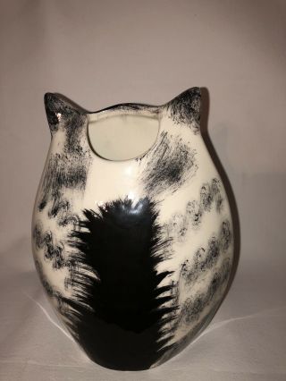 Cats by Nina Lyman Black Gray and White Tabby Cat 7 inch Vase 2