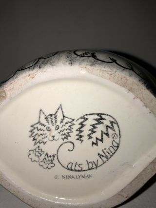 Cats by Nina Lyman Black Gray and White Tabby Cat 7 inch Vase 4