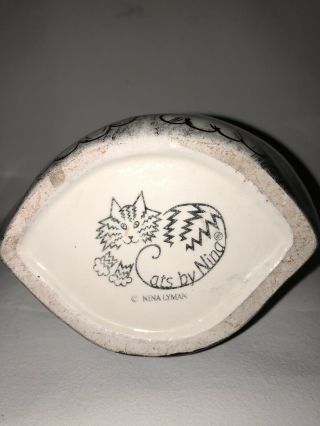 Cats by Nina Lyman Black Gray and White Tabby Cat 7 inch Vase 5