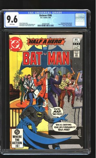 Batman 346 Cgc 9.  6 Nm,  Catwoman Two Face App Dick Giordano Cover Dc 1982