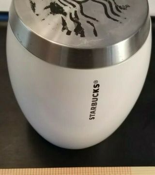 2011 Starbucks White Canister With Stainless Lid