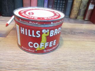 HILLS BROS 1 LB COFFEE CAN RED CAN BRAND STORE TIN MID 1900 ' S PACKED 3