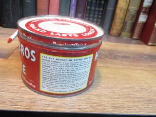 HILLS BROS 1 LB COFFEE CAN RED CAN BRAND STORE TIN MID 1900 ' S PACKED 4