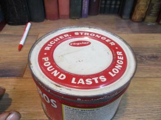 HILLS BROS 1 LB COFFEE CAN RED CAN BRAND STORE TIN MID 1900 ' S PACKED 5