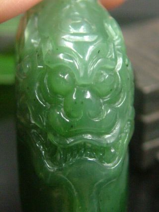 Antique Chinese Celadon Nephrite HETIAN Jade double - Lion Statues/Snuff bottle 3