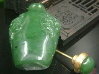 Antique Chinese Celadon Nephrite HETIAN Jade double - Lion Statues/Snuff bottle 7