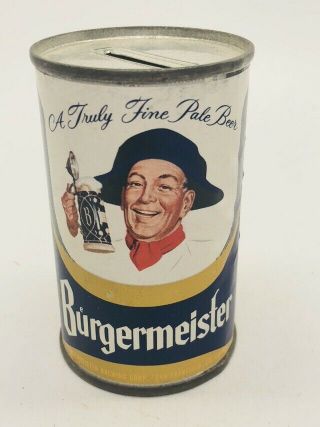 Burgermeister Beer - Small Novelty Can.  Paper Label - Bank - Tiny - San Fran Ca