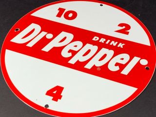 Vintage Dr Pepper Soda Pop Porcelain Enamel Sign 11 3/4 Rare Dealer Rare Gas Nr