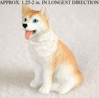 Husky Mini Hand Painted Figurine Red/white Blue Eyed