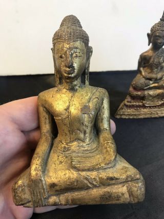2 Antique Asian Buddha’s Wood And Bronze 2