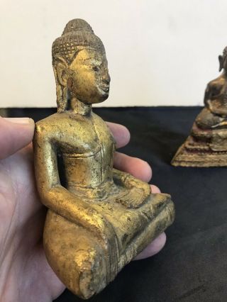 2 Antique Asian Buddha’s Wood And Bronze 3