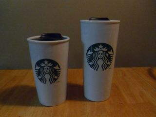Starbucks Ceramic Travel Tumblers Coffee Mug With Lid 12 Oz & 16 Oz To Go Cup