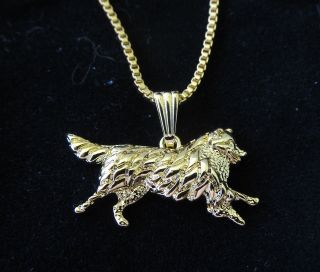 Australian Shepherd Dog Pendant Necklace - Fashion Jewellery - Gold Plated