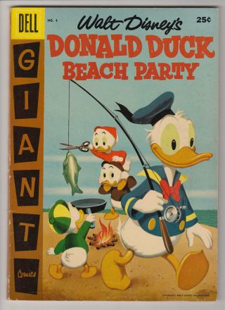 Donald Duck Beach Party 4 Dell Giant 1957 Walt Disney 