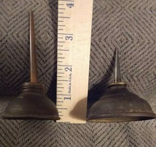 2 Vintage Small Thumb Pump Oil Cans,  Metal Oilers,