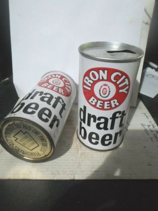 1963 Iron City Draft_zip Tabs_tax Stamps_steel_ Beer Cans - [read Description] -