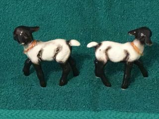 Vintage Black & White Ceramic Lambs/Sheep 2 3/4 
