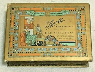 Vintage Cardboard Candy Box Apollo Chocolates,  Boston Egyptian Scene,  Pre - 1940 
