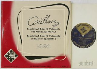 Guy & Monique Fallot Beethoven Cello Sonatas 4/5 Telefunken 10 " Ed.  1 Plb 6161 Ex