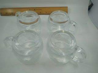 4 Vintage NESTLE World Globe Etched Frosted Glass Cocoa Coffee Mugs Cups 3