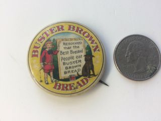 Vintage Buster Brown Bread Pin Pinback Button Advertising Bakery