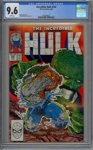 Incredible Hulk 342 Cgc 9.  6 Nm,  Wp Marvel Comics 1988 Todd Mcfarlane Cvr & Art
